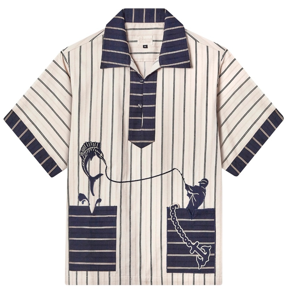 $148 Tombolo Stripe Tease Pop-Over XXXL Navy New With Tags Cabana